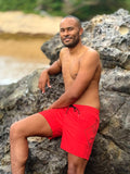 Short de bain homme rouge classique